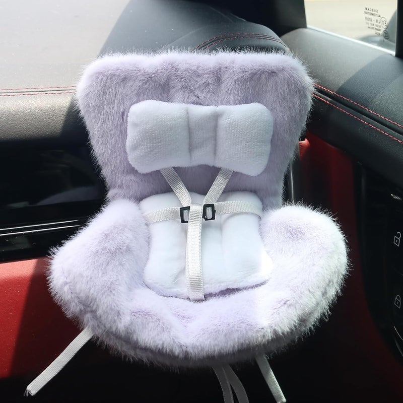 Walant Doll Car Seat Compatible with Labubu, Chair for 10-17cm Dolls - Adjustable Safety Strap, Air Vent Clip & Desktop Stand, Soft Cushion, Cute Car Ornament Gift for Collectors & Fans (Purple) - Image 1